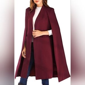 Burgundy cape coat blazer